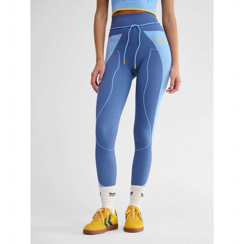 Collant Hummel Seamless High Waist Femme Bleu | 550110-492