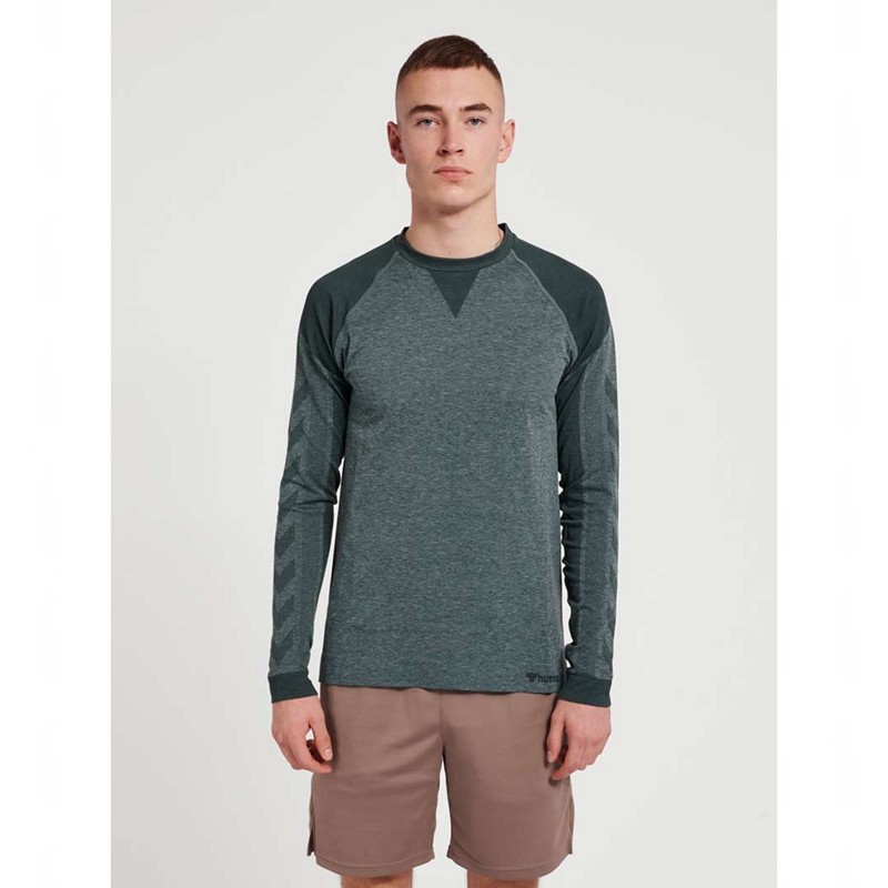Couche De Base Hummel Kent Seamless T-shirt L/S Homme Vert | 455064-400