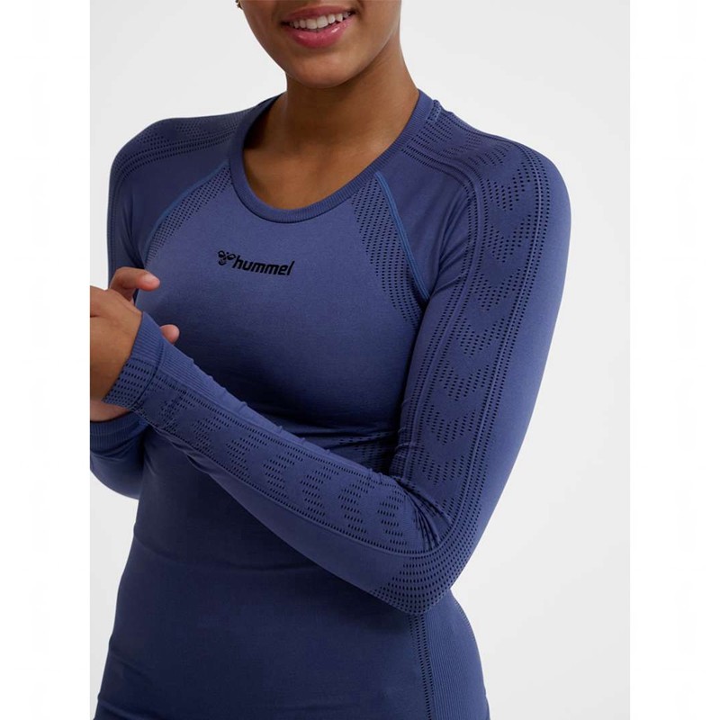 Couche De Base Hummel Mt Shaping Seamless L/S Femme Bleu | 566480-119