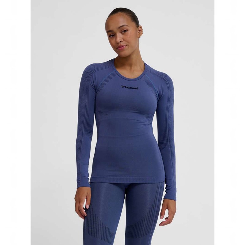 Couche De Base Hummel Mt Shaping Seamless L/S Femme Bleu | 566480-119