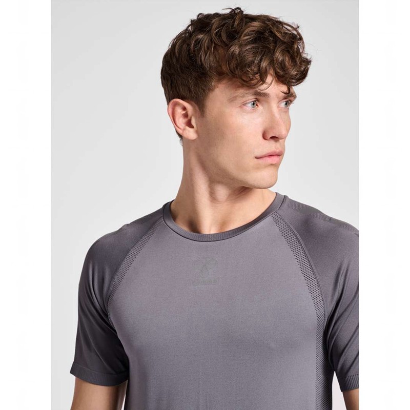 Couche De Base Hummel Pro Grid Seamless S/S Homme Grise | 624859-867