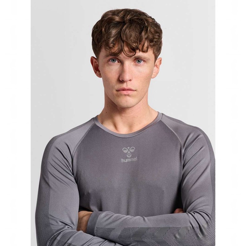 Couche De Base Hummel Pro Grid Seamless L/S Homme Grise | 545181-724