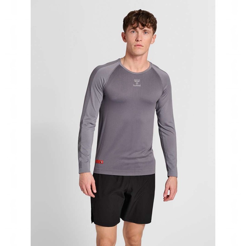 Couche De Base Hummel Pro Grid Seamless L/S Homme Grise | 545181-724