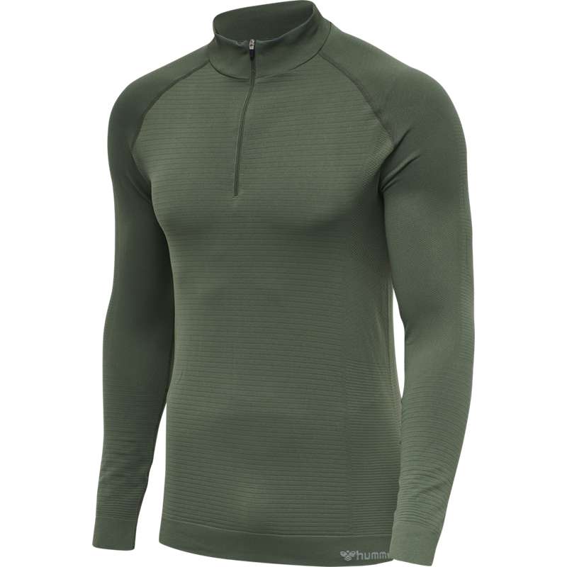 Couche De Base Hummel Stroke Seamless Half Zip Homme Vert | 190769-411