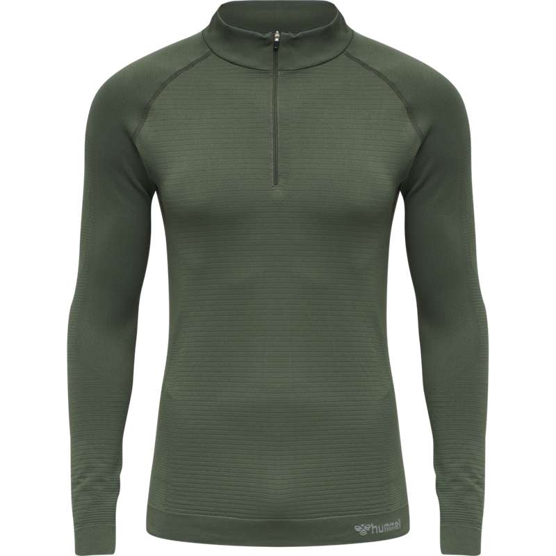 Couche De Base Hummel Stroke Seamless Half Zip Homme Vert | 190769-411