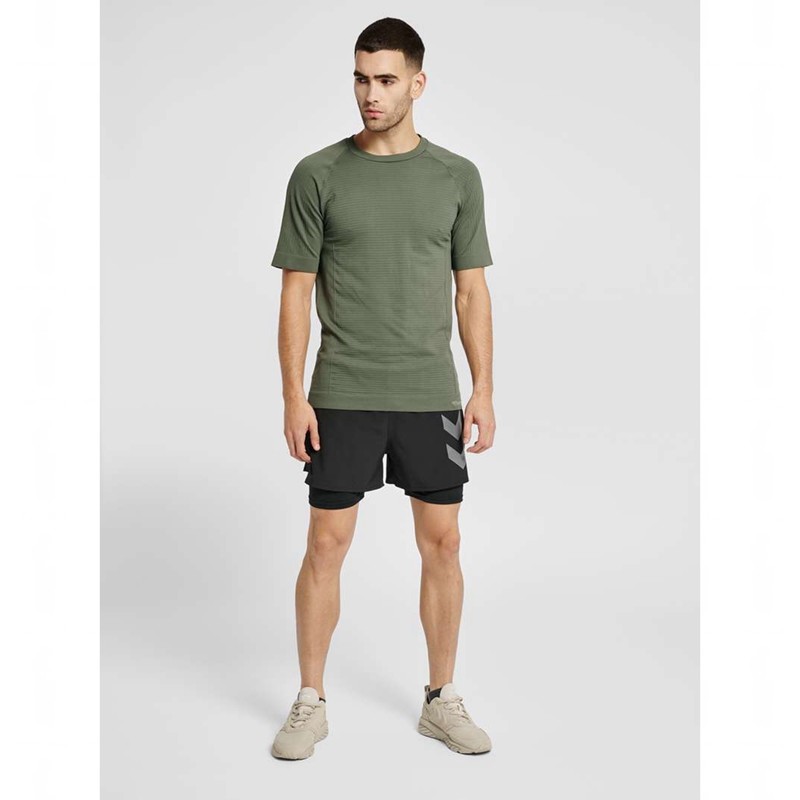 Couche De Base Hummel Stroke Seamless Homme Vert | 839215-826
