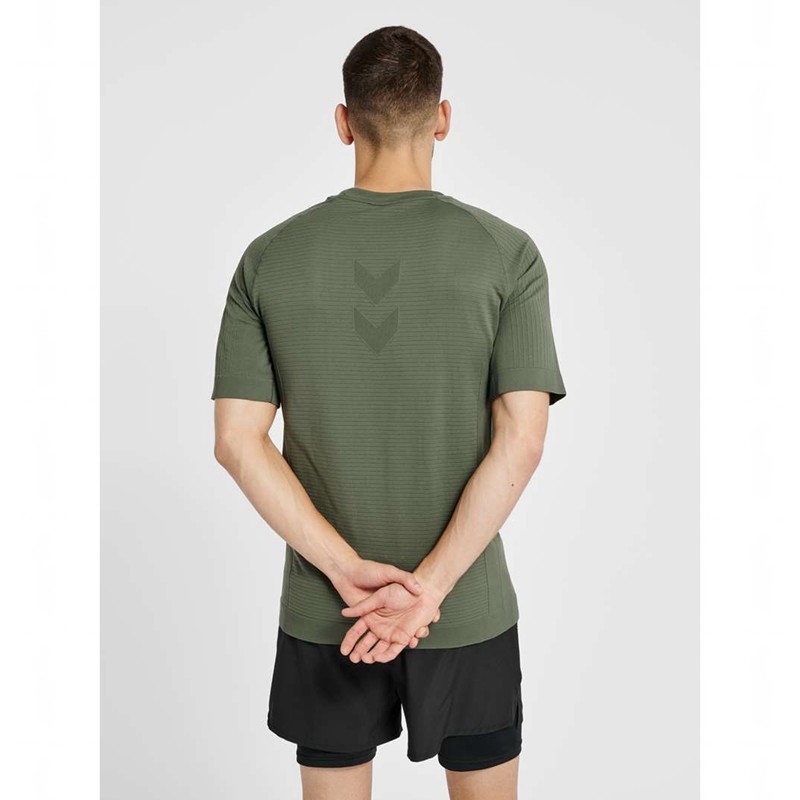 Couche De Base Hummel Stroke Seamless Homme Vert | 839215-826