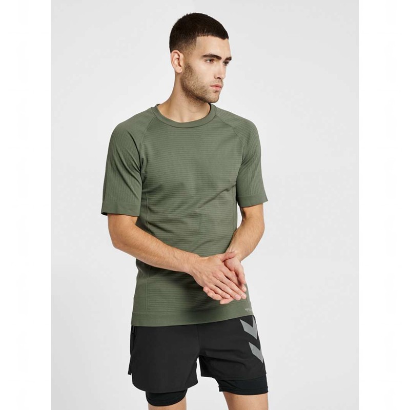 Couche De Base Hummel Stroke Seamless Homme Vert | 839215-826