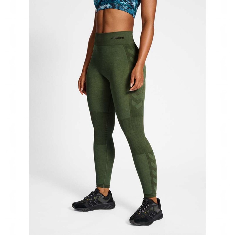 Pantalon Hummel Clea Seamless Mid Waist Femme Vert | 667992-232