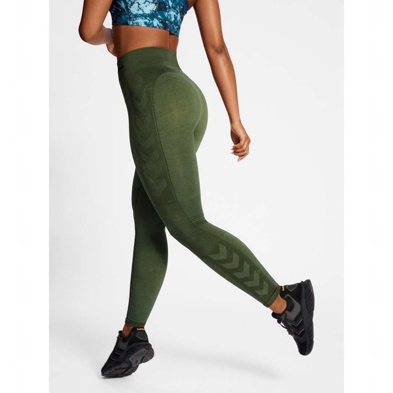 Pantalon Hummel Clea Seamless Mid Waist Femme Vert | 667992-232