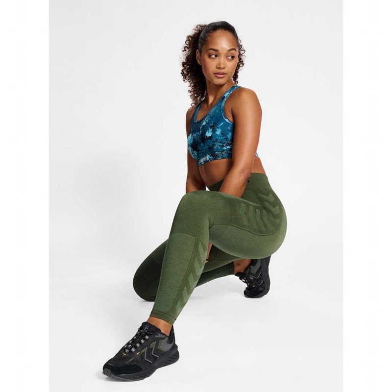 Pantalon Hummel Clea Seamless Mid Waist Femme Vert | 667992-232