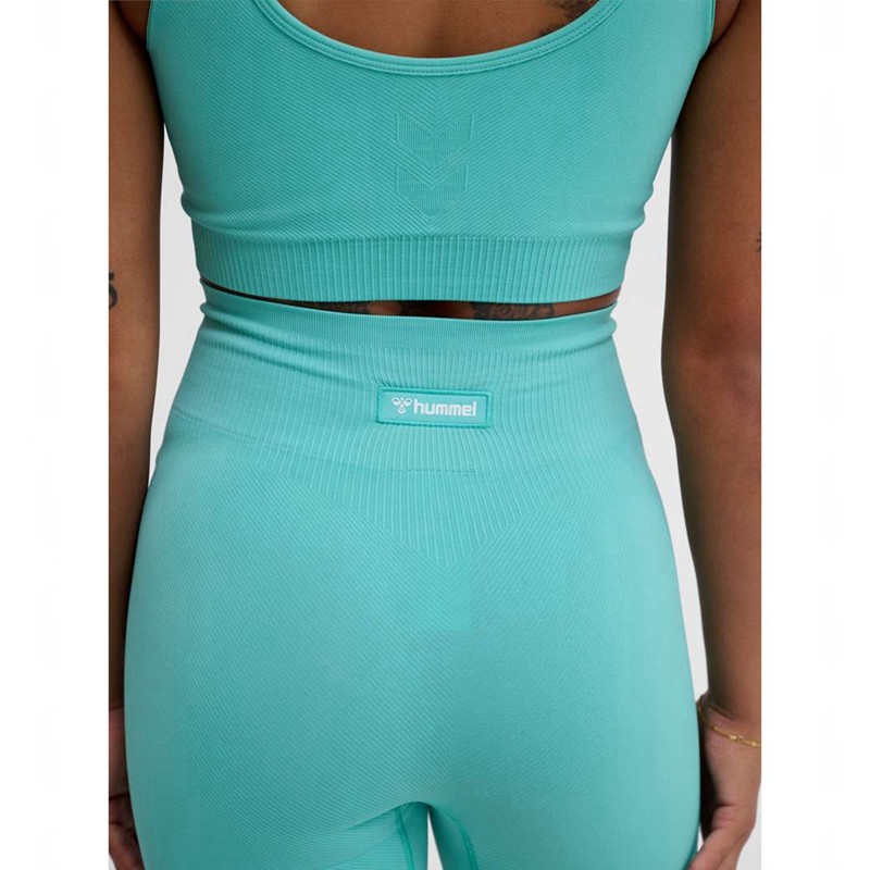 Short Hummel Alive Seamless High Waist Femme Bleu | 796917-868