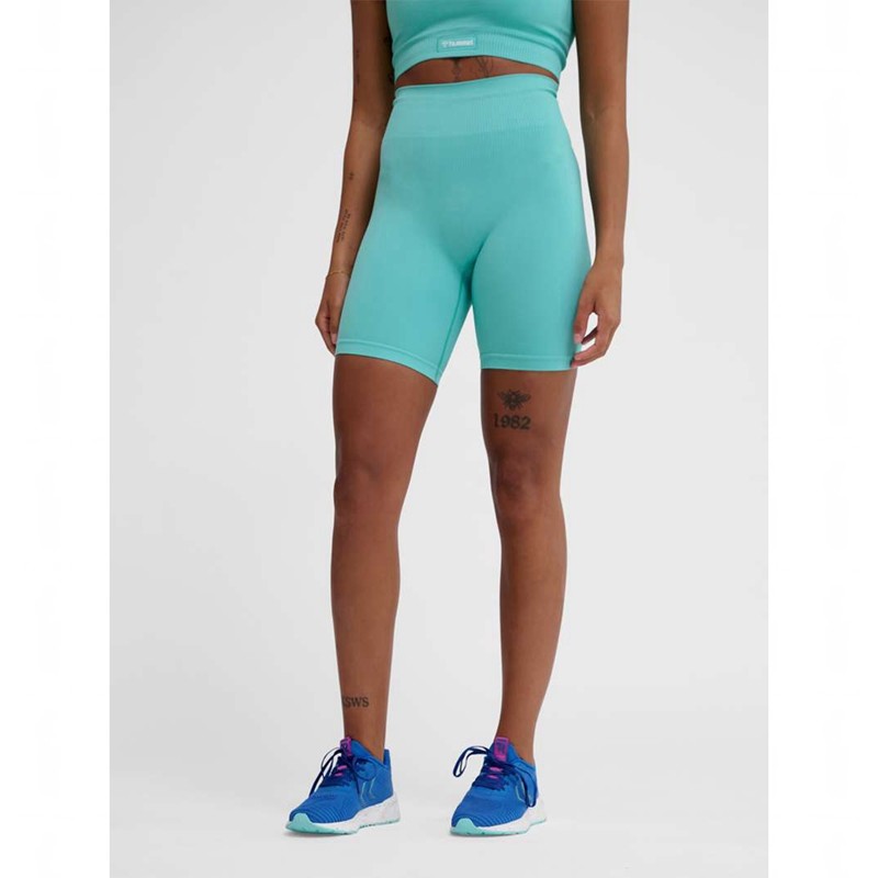 Short Hummel Alive Seamless High Waist Femme Bleu | 796917-868