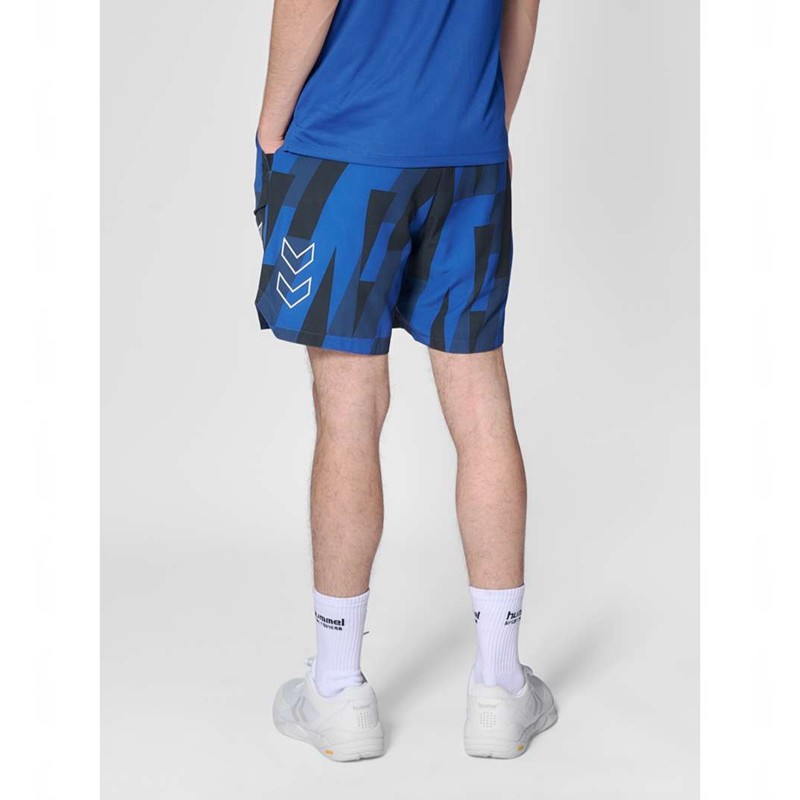 Short Hummel Court Aop Pocket Homme Bleu | 383310-490