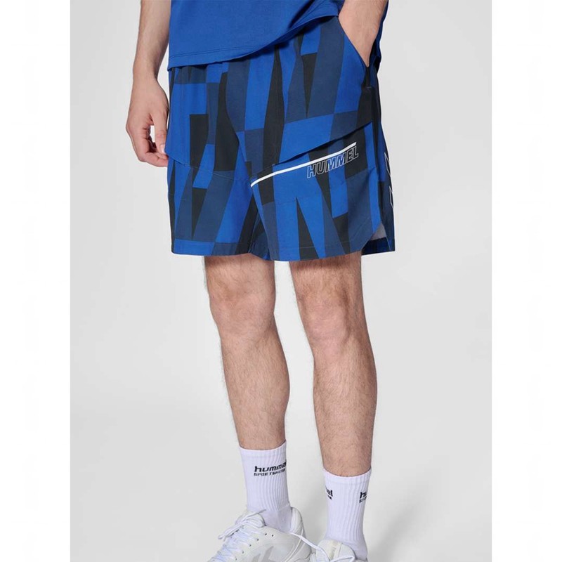 Short Hummel Court Aop Pocket Homme Bleu | 383310-490