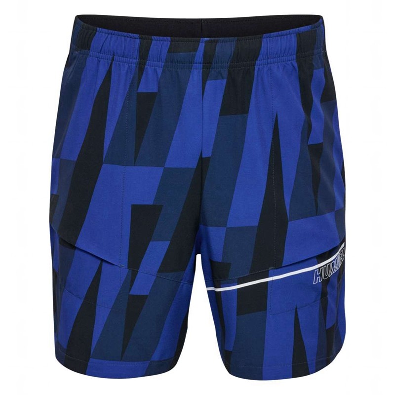Short Hummel Court Aop Pocket Homme Bleu | 383310-490