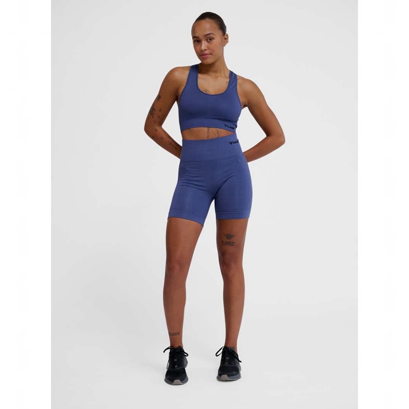 Short Hummel Tif Seamless Femme Bleu | 233831-386