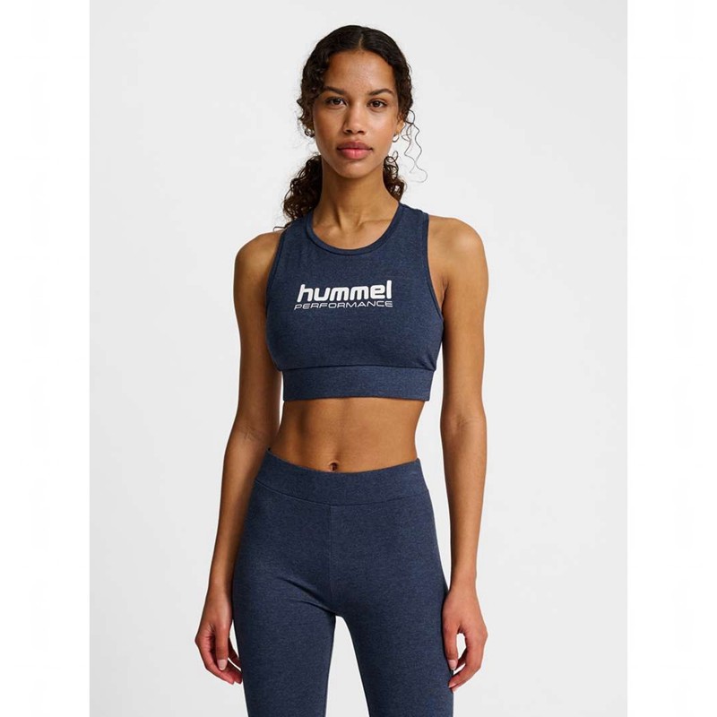 Soutien Gorge Sport Hummel Pulse Logo Light Support Femme Bleu | 724097-434