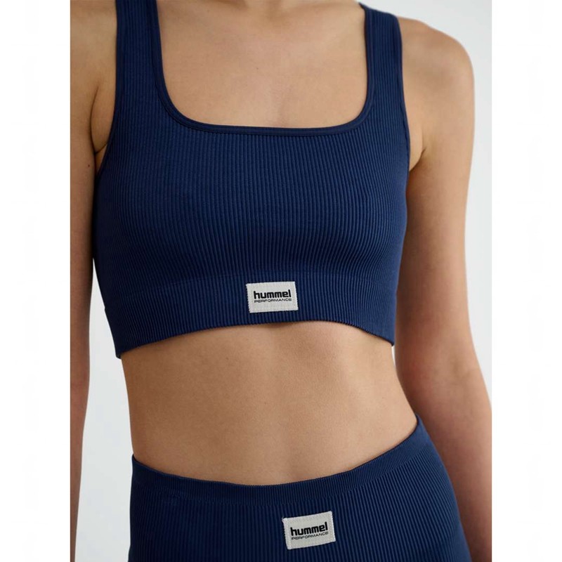 Soutien Gorge Sport Hummel Pulse Seamless Rib Femme Bleu Marine | 831266-336