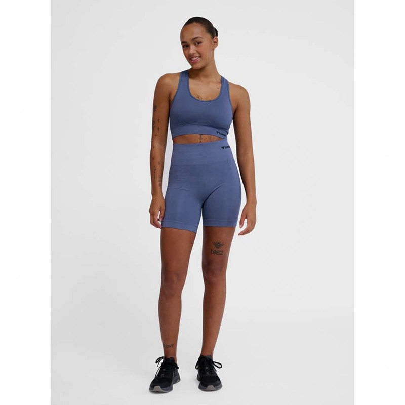 Soutien Gorge Sport Hummel Tif Seamless Top Femme Bleu | 045791-343