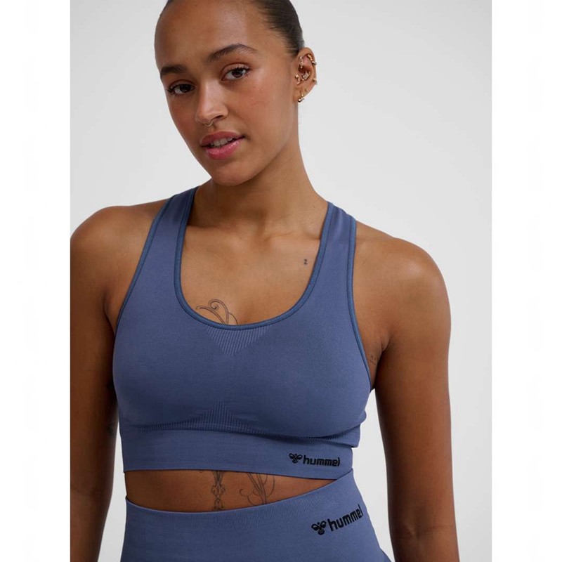 Soutien Gorge Sport Hummel Tif Seamless Top Femme Bleu | 045791-343