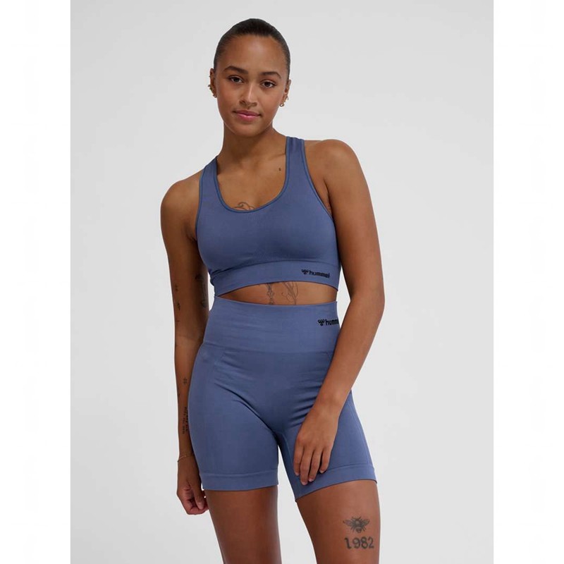 Soutien Gorge Sport Hummel Tif Seamless Top Femme Bleu | 045791-343