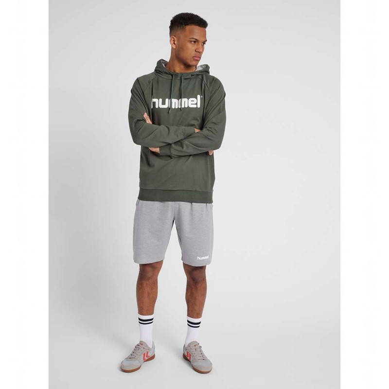 Sweat a Capuche Hummel Go Cotton Logo Homme Vert Olive | 501808-991