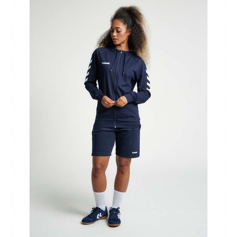 Sweat a Capuche Hummel Go Cotton Zip Femme Bleu Marine | 137902-376
