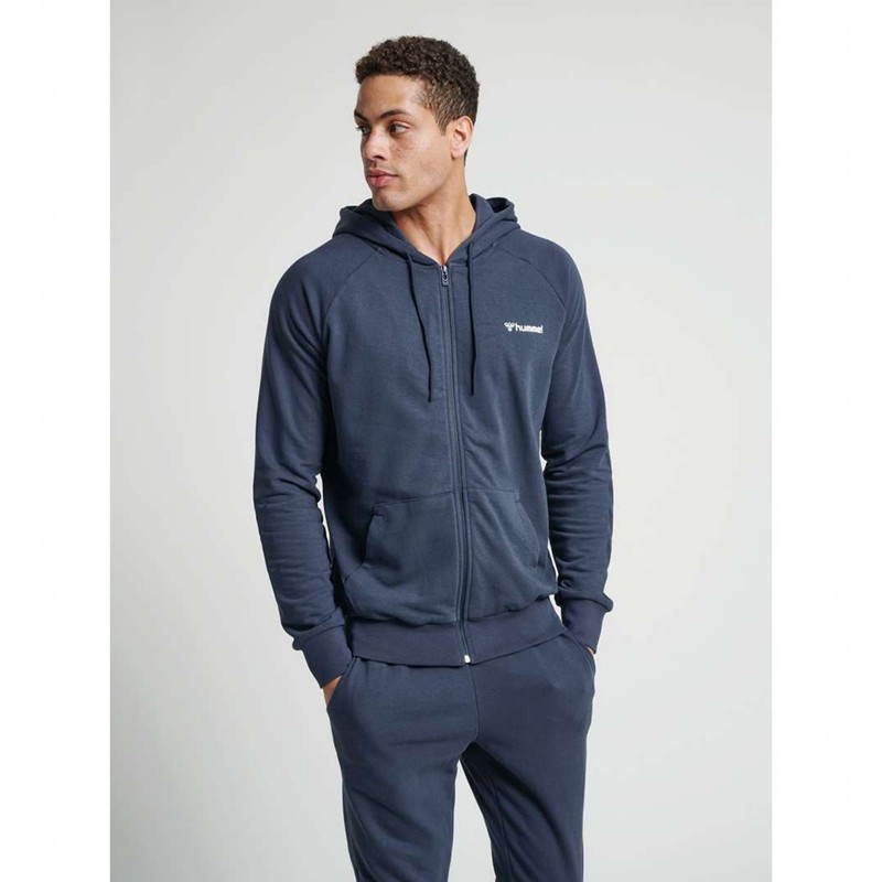 Sweat a Capuche Hummel Isam Zip Homme Bleu Marine | 441359-069