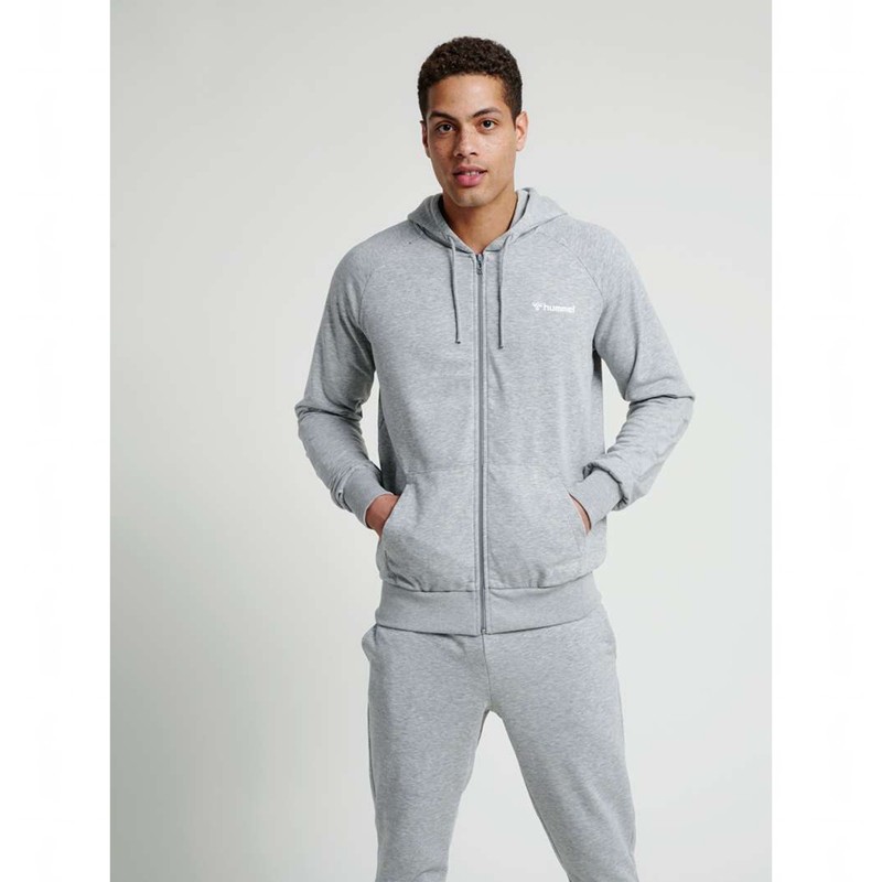 Sweat a Capuche Hummel Isam Zip Homme Grise | 983124-535
