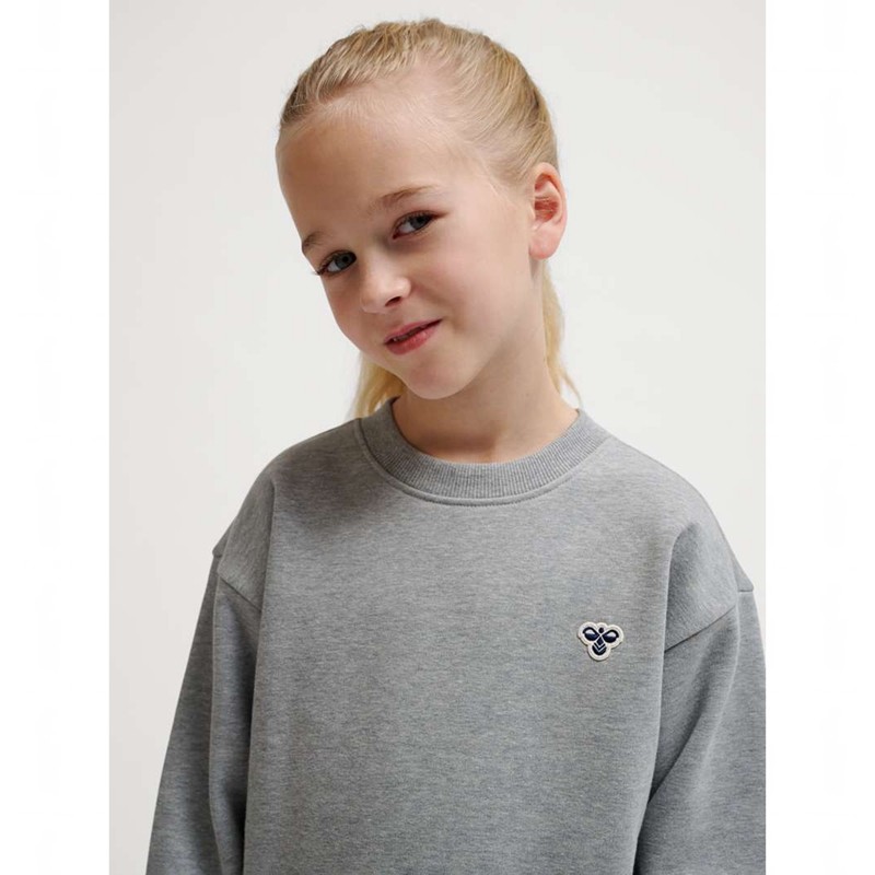 Sweat a Capuche Hummel Jr Loose Crewneck Bee Enfant Grise | 028746-558