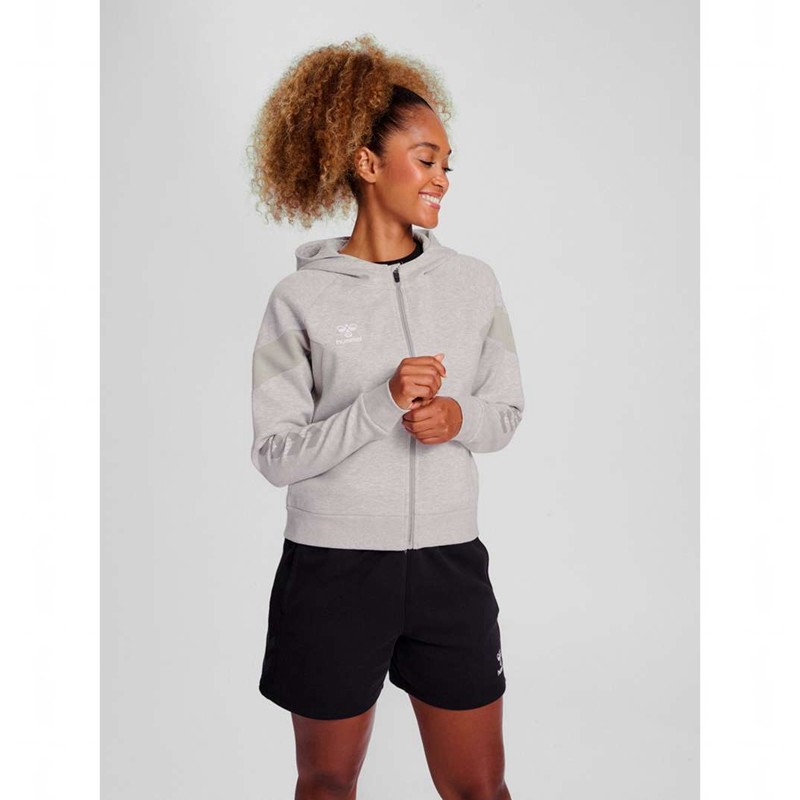Sweat a Capuche Hummel Travel Zip Femme Grise | 219536-799
