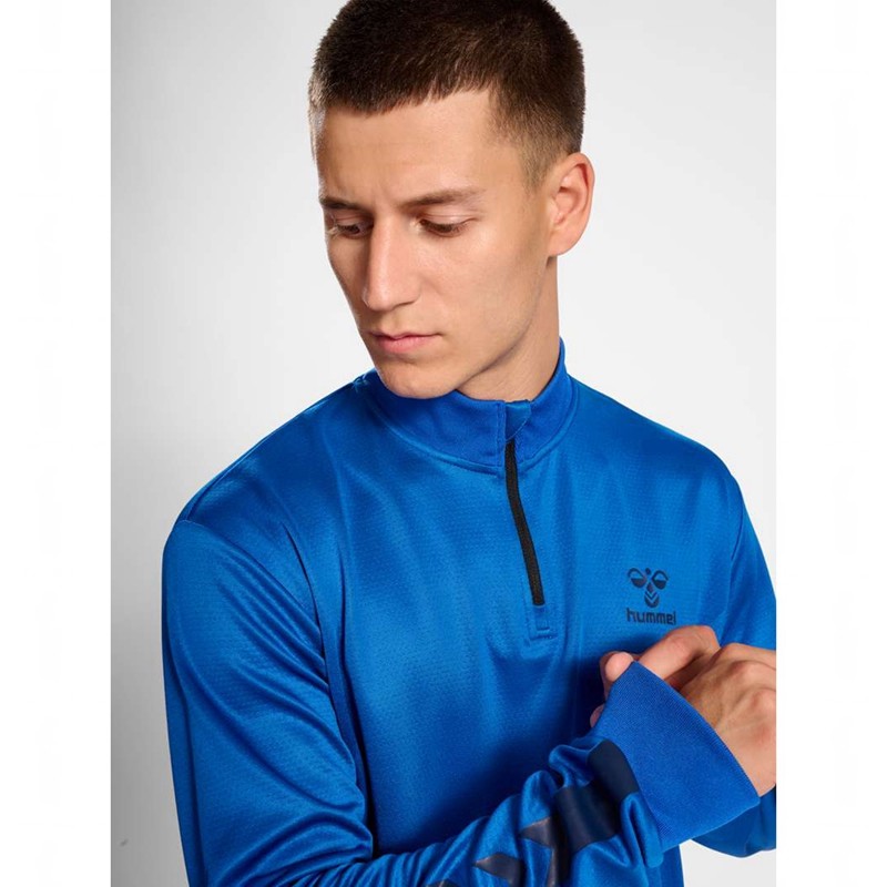 Sweats Hummel Active Pl Half Zip Homme Bleu | 010439-039