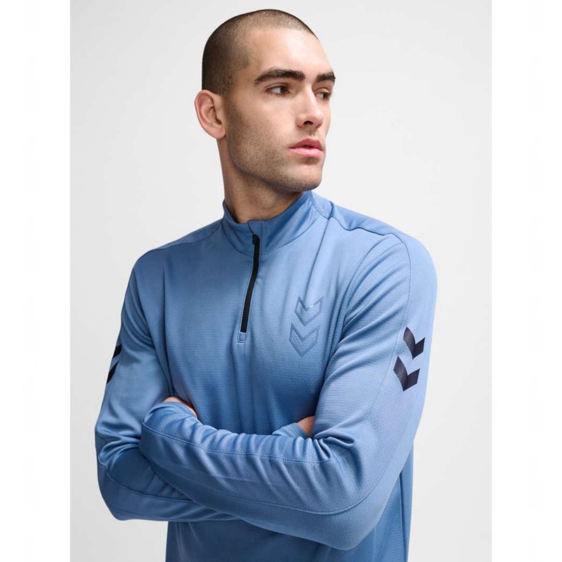 Sweats Hummel Active Pl Half Zip Homme Bleu | 389705-737
