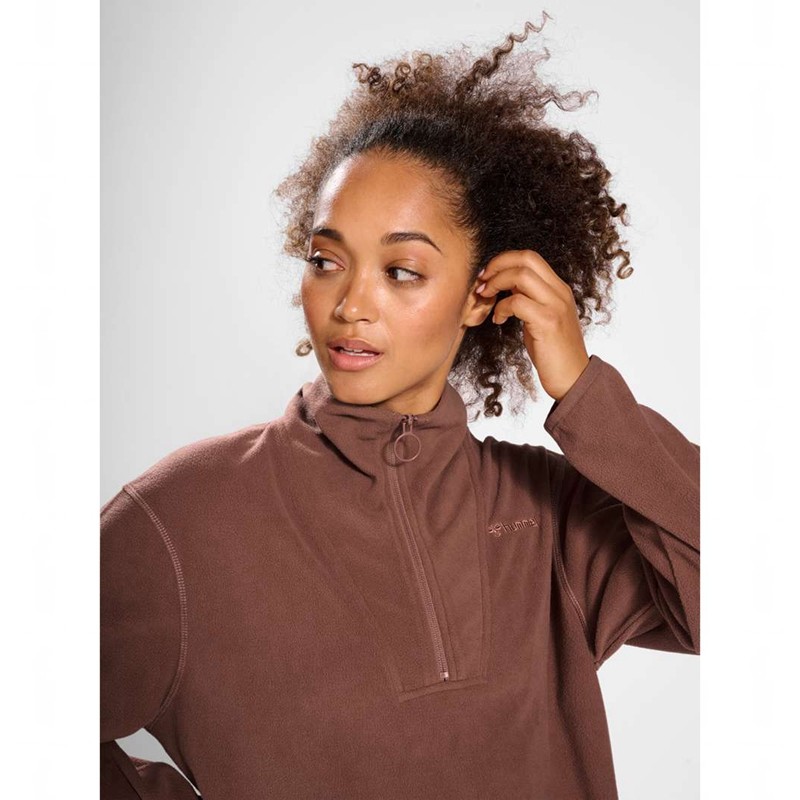 Sweats Hummel Mt Connect Loose Half Zip Femme Marron | 881729-967