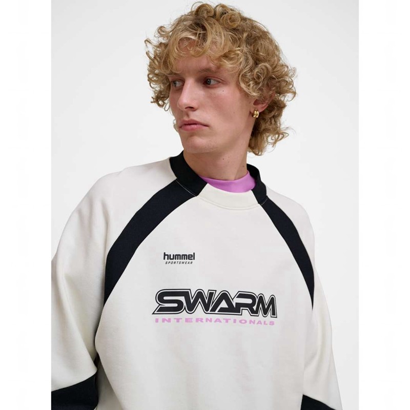 Sweats Hummel Oversized Crew Sportswear Swarm Femme Blanche | 481686-929