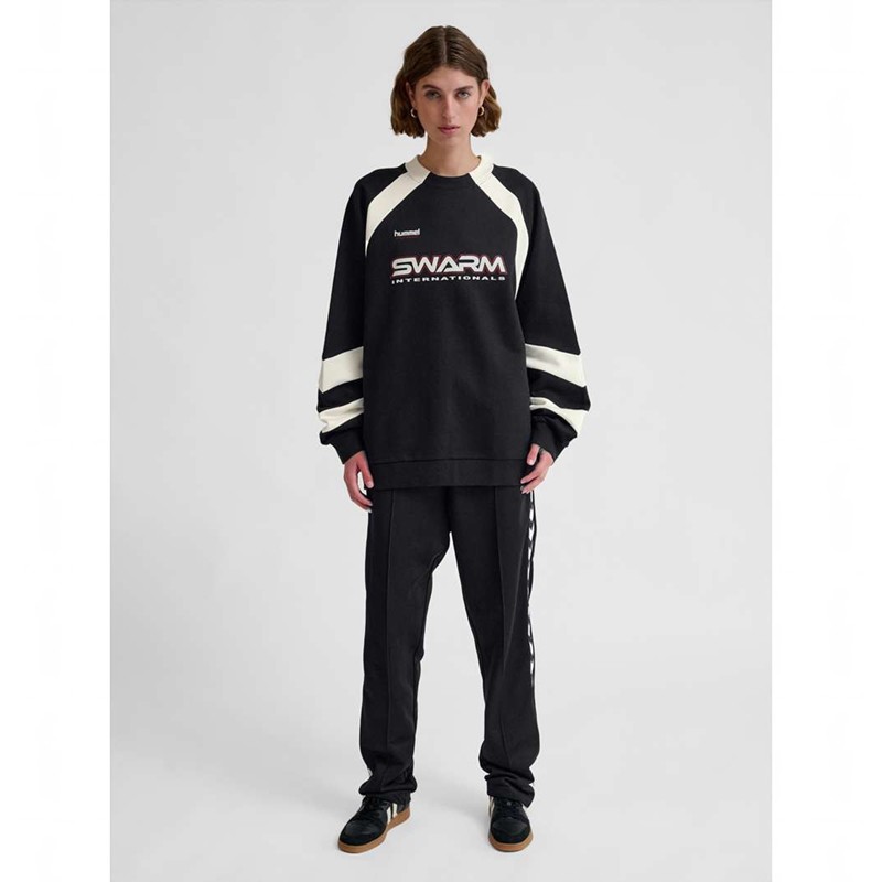 Sweats Hummel Oversized Crew Sportswear Swarm Homme Noir | 708273-924