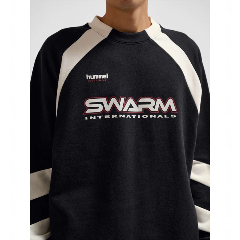Sweats Hummel Oversized Crew Sportswear Swarm Homme Noir | 708273-924
