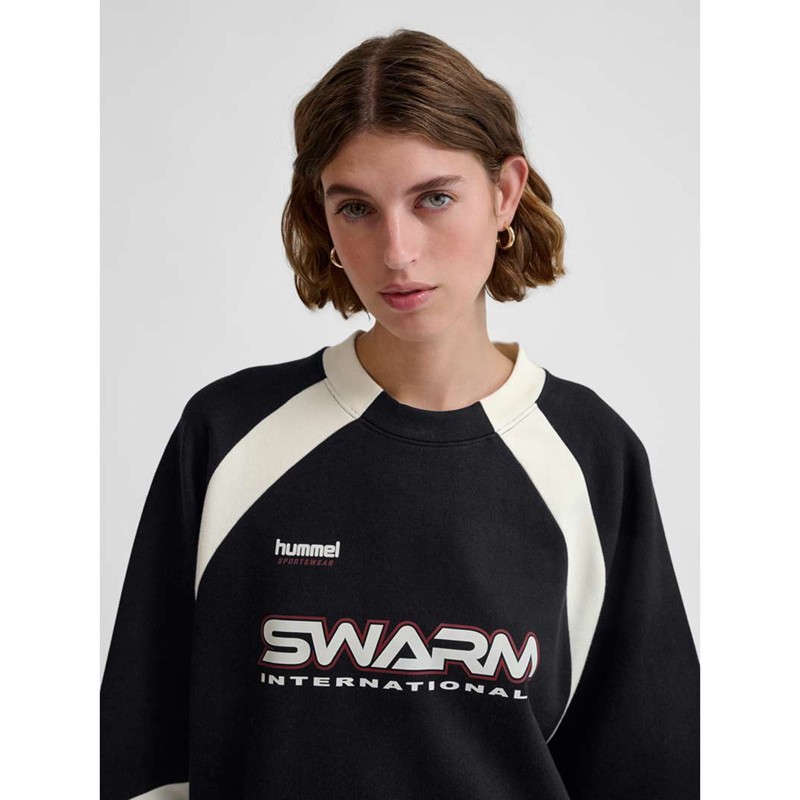 Sweats Hummel Oversized Crew Sportswear Swarm Homme Noir | 708273-924