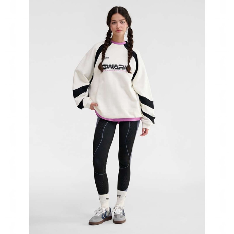 Sweats Hummel Oversized Crew Sportswear Swarm Homme Blanche | 873222-574