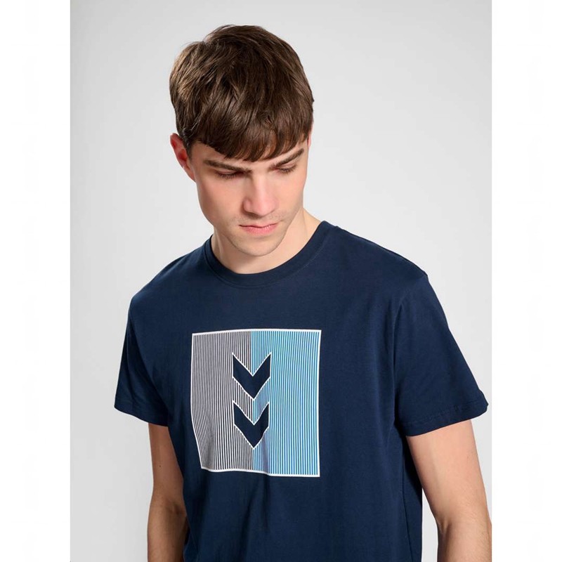 T Shirts Hummel Active Stripe Co S/S Homme Bleu Marine | 939550-575