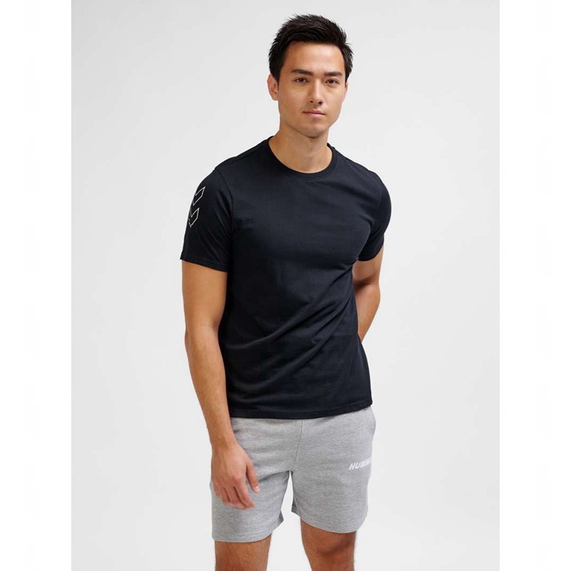 T Shirts Hummel Elemental Chevron Cotton Homme Noir | 152104-089