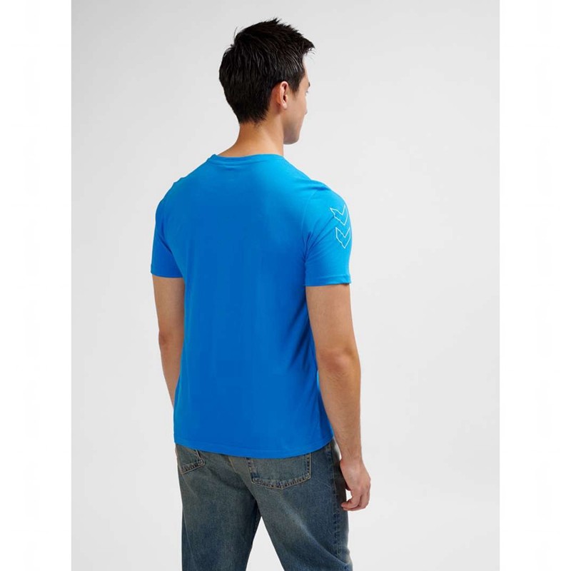 T Shirts Hummel Elemental Chevron Cotton Homme Bleu | 843316-365