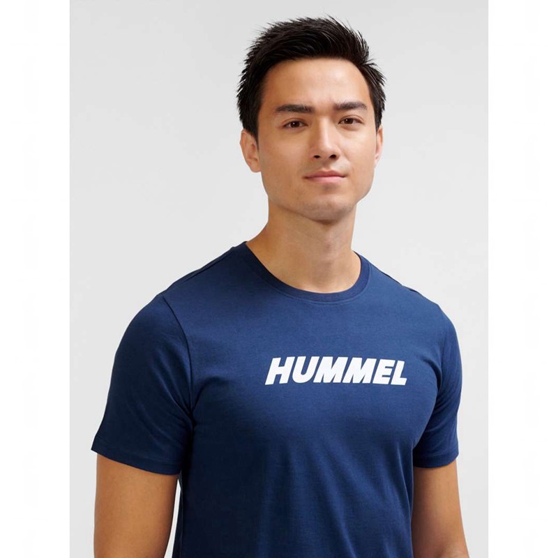T Shirts Hummel Elemental Logo Cotton Homme Bleu Marine | 570910-207