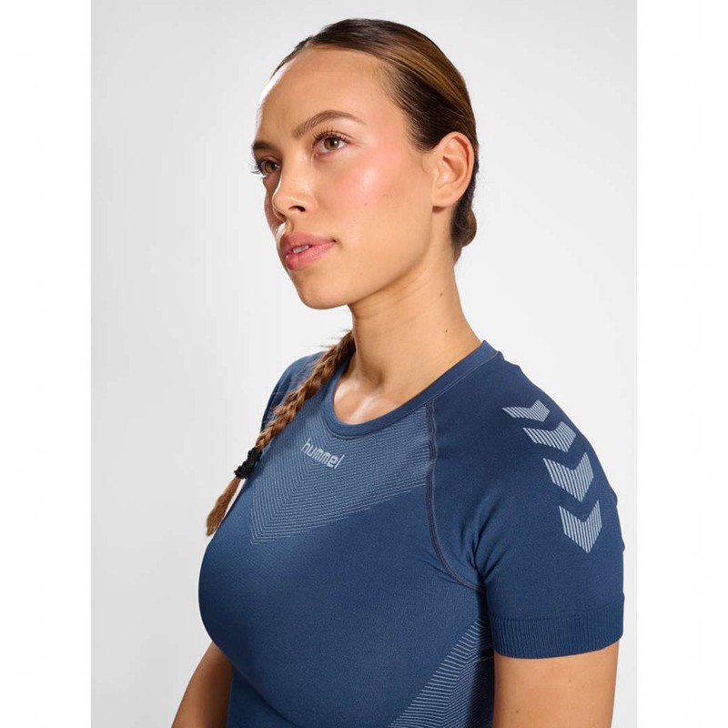 T Shirts Hummel First Seamless Jersey S/S W Femme bljue | 132574-066