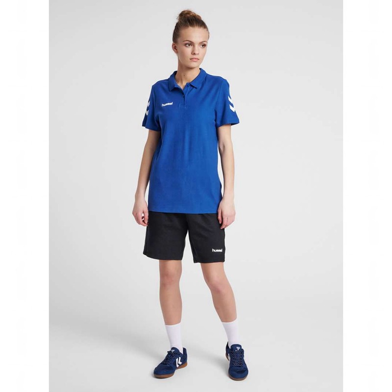 T Shirts Hummel Go Cotton Polo Femme Bleu | 954744-326
