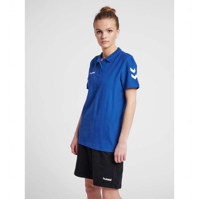 T Shirts Hummel Go Cotton Polo Femme Bleu | 954744-326