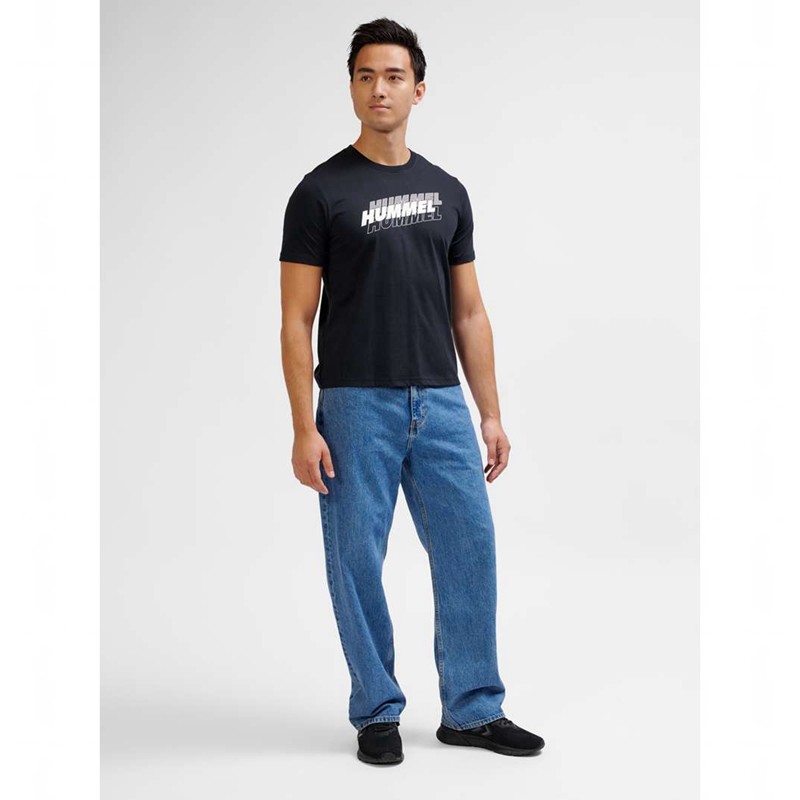 T Shirts Hummel Graphic Triple Logo Cotton Homme Noir | 135989-960
