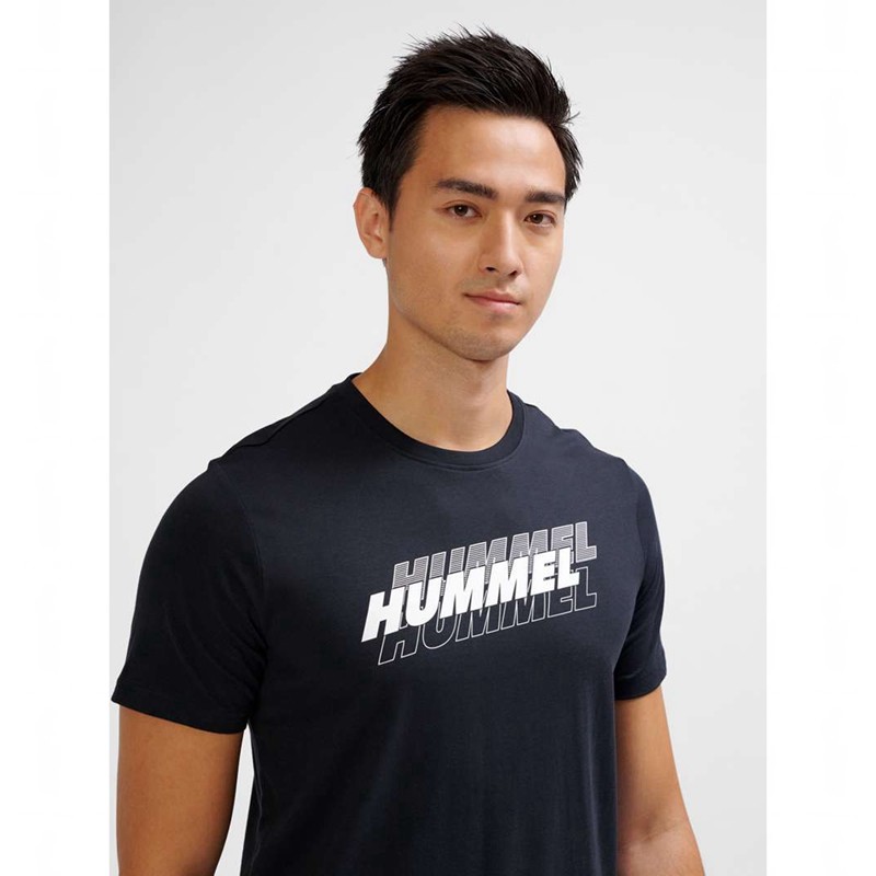 T Shirts Hummel Graphic Triple Logo Cotton Homme Noir | 135989-960
