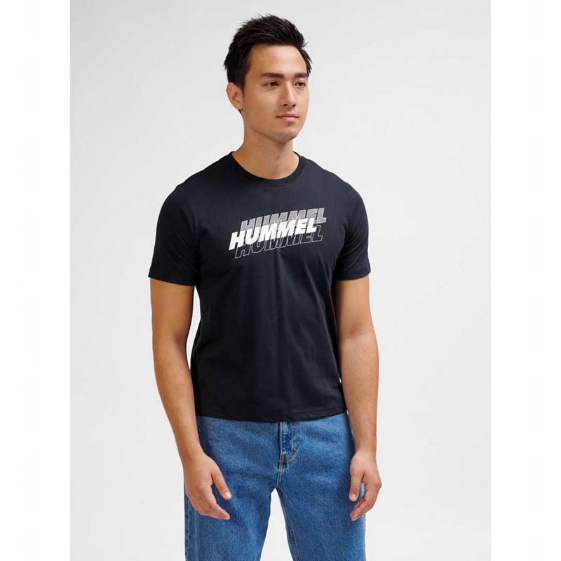 T Shirts Hummel Graphic Triple Logo Cotton Homme Noir | 135989-960